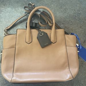 Reed Atlantique Convertible Crossbody Medium Satchel Handbag Purse In Saddle